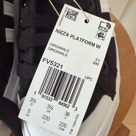 WOMENS NEW ADIDAS NIZZA PLATFORM SHOES SNEAKERS BLACK - Picture 4 of 4